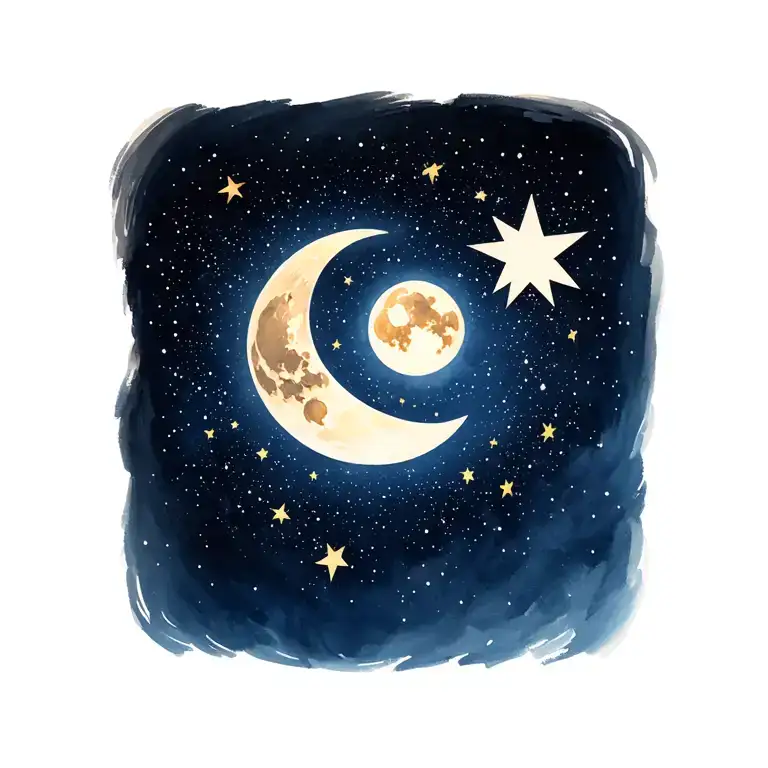 Moon And Stars Forming