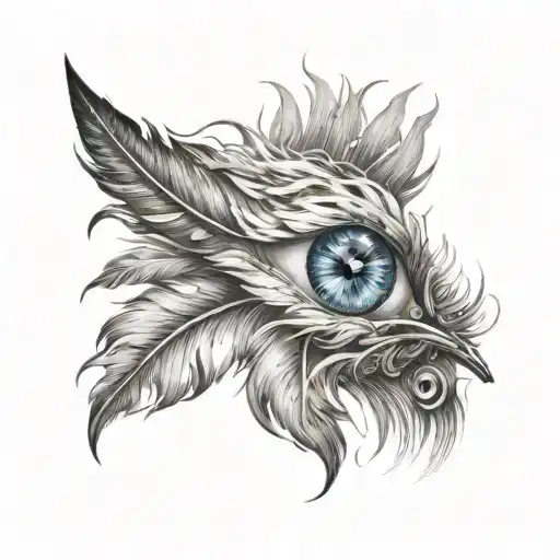 Feather With An Eye Around The Rays Of Light