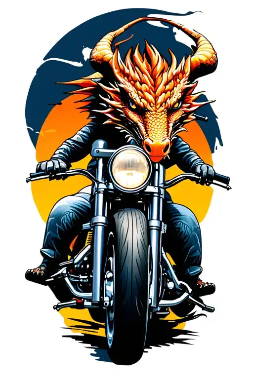 Dragon And Motor Bike