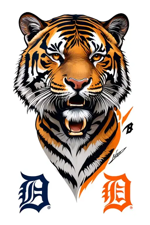 Tiger Head And Detroit Tigers D