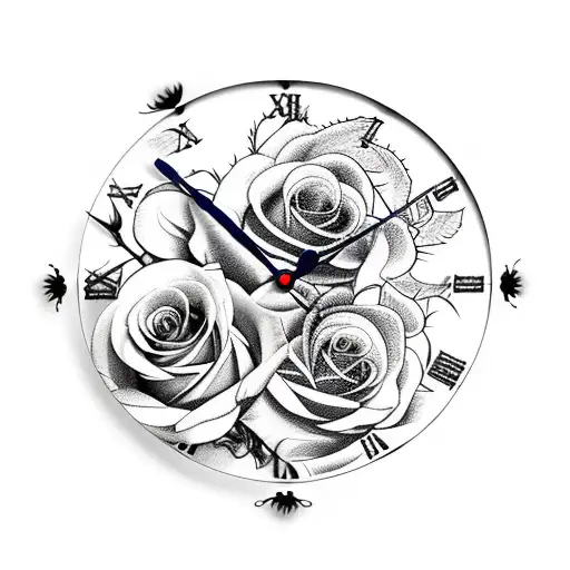 Clock With Roses And Thorns