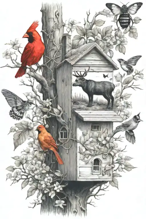 Deer Bees Beehive Honey Black Bear Tree Cardinal