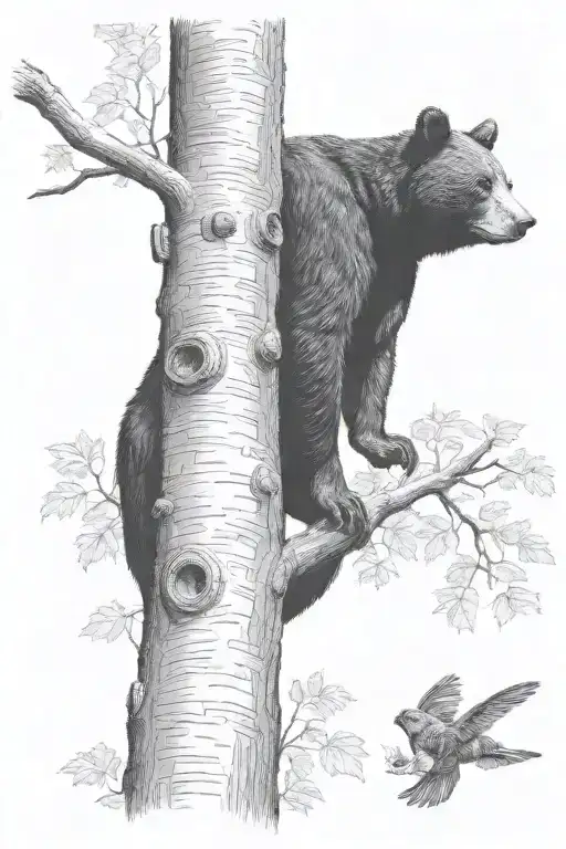 Black Bear Honey Beehive Hanging In Tree