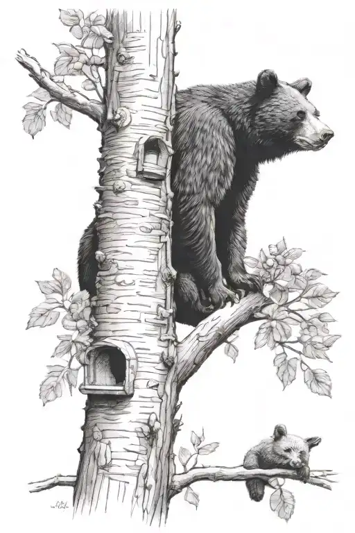 Black Bear Honey Beehive Hanging In Tree