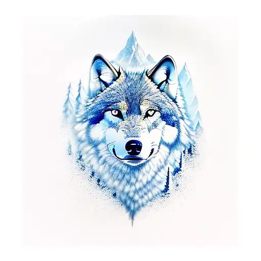 A Formidable Wolf In The Mountains Against The Background Of Nature