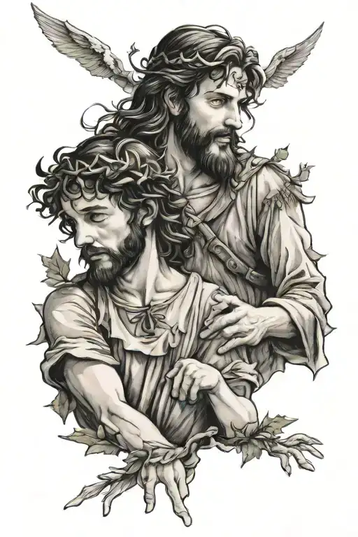 Jesus And Peter Pan Holding