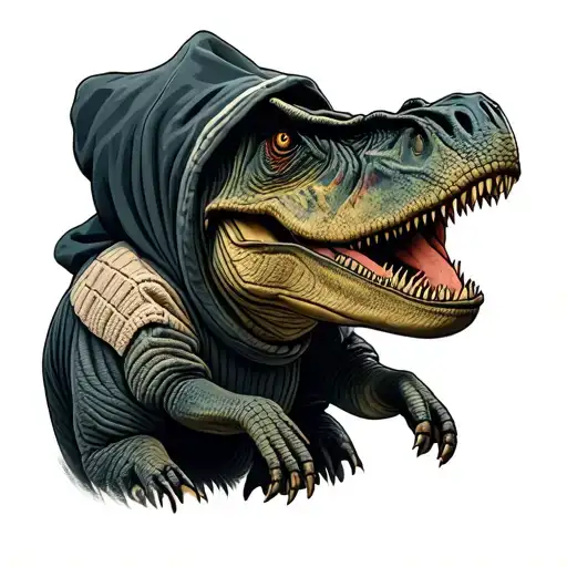 Dinosaur Dressed In A Sweater And Hood