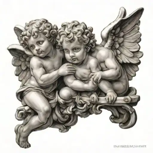 Two Cherubs Raphael Pectoral Front Delt
