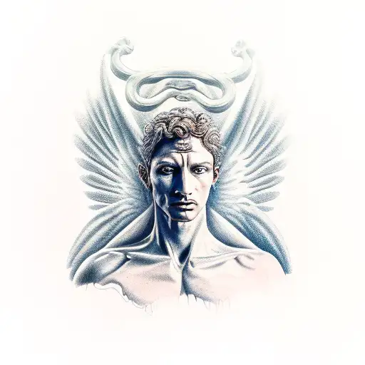 The Bust Of A Person Made Up Of Half The Torso Of An Angel And Half The Torso Of A Devil