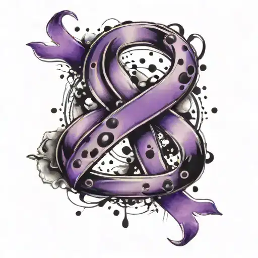 Infinite Symbol With Paw Prints And Purple Cancer Ribon