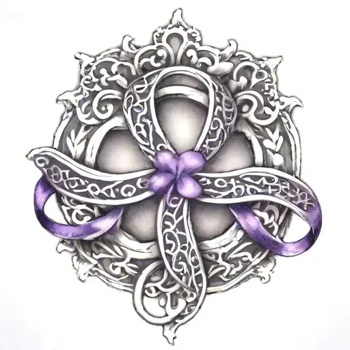 Infinite Symbol With Paw Prints And Purple Cancer Ribon