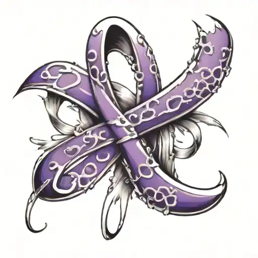 Infinite Symbol With Paw Prints And Purple Cancer Ribon