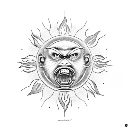 A Stylized Sun With A Monkey Silhouette In The Center