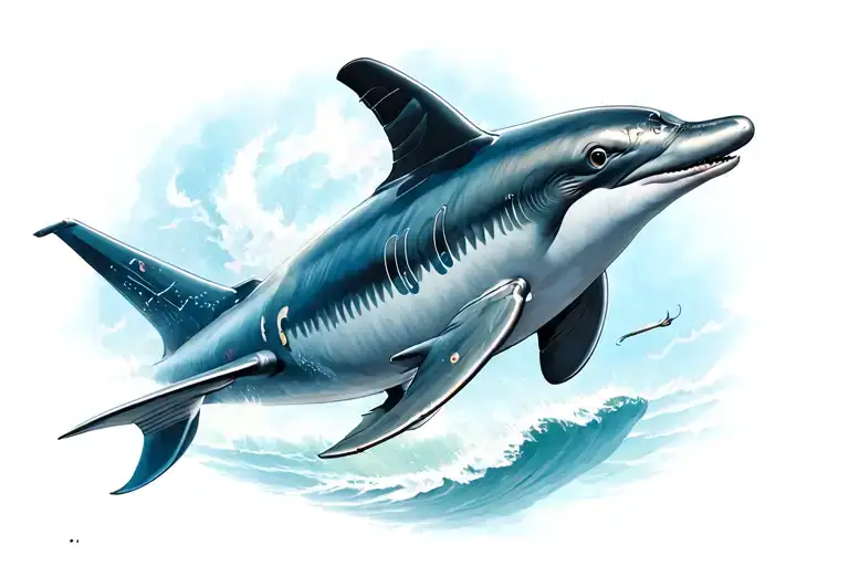 A Plane Flying Under A Dolphin