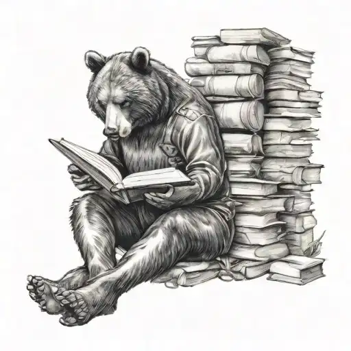 A Bear And A Girl Are Reading A Book