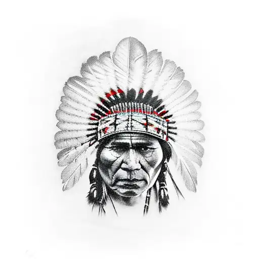 Native American With Face Reflection In Lake