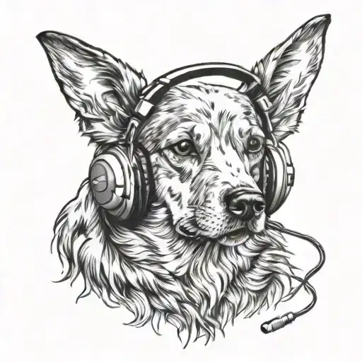 Dog Wearing Headphones Listening Rap Music