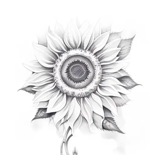 Watercolor Sunflower With Vine