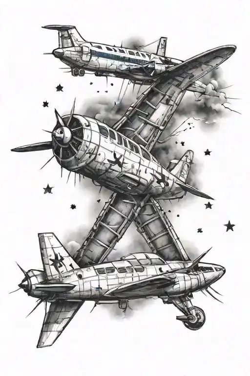 Airplane Cross And Stars