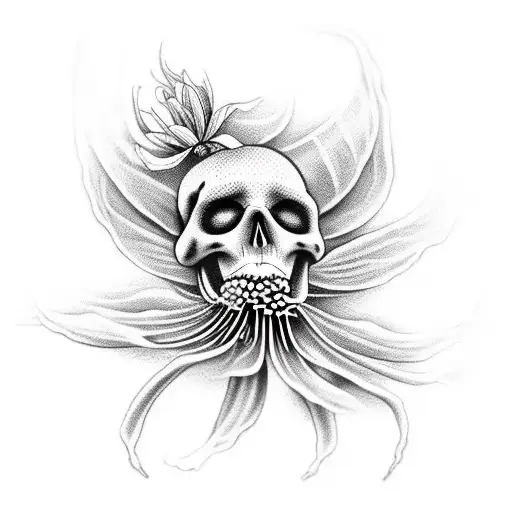 Skeleton Hand Holding A Spider Lily