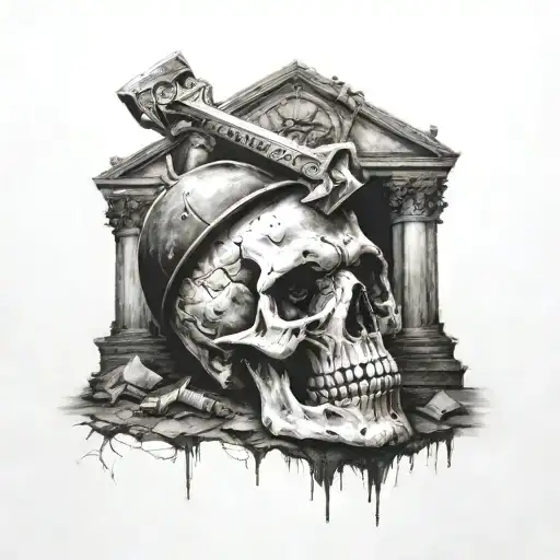 The Death With A Hammer In The Head In A Dark Cathedral