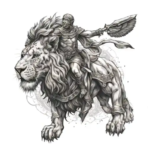 Gladiator With Lion Head Full Body Wearing