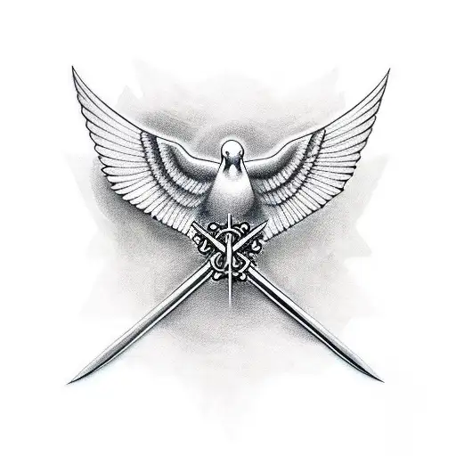 Cross With A Dove And A Sword