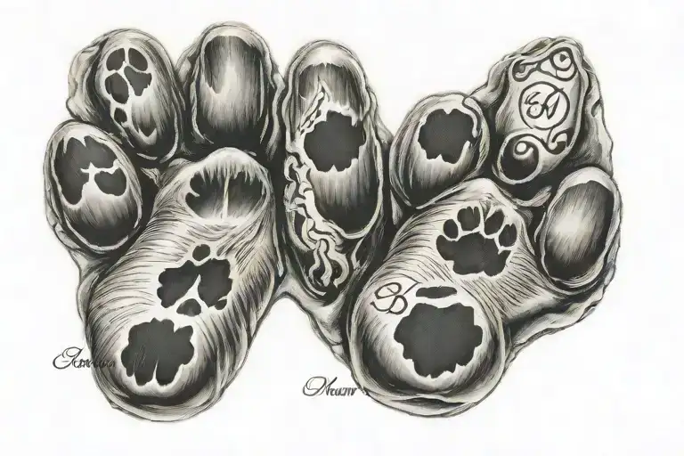 Natural Dog Paw With Name