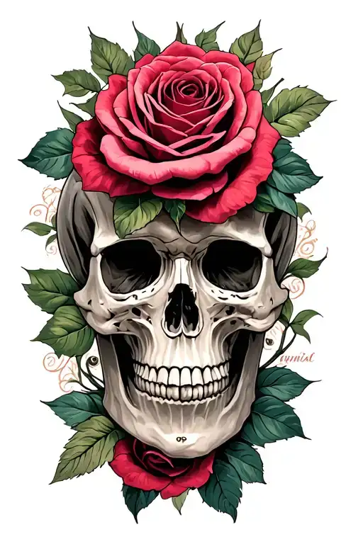Name Quintinia With Roses And Skulls