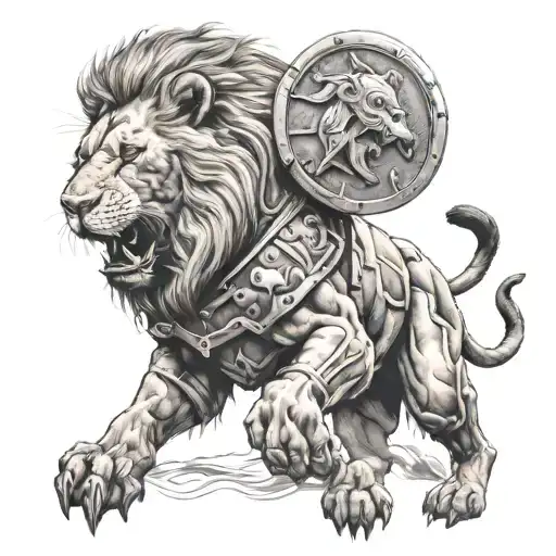 Half Lion Half Gladiator Fighting