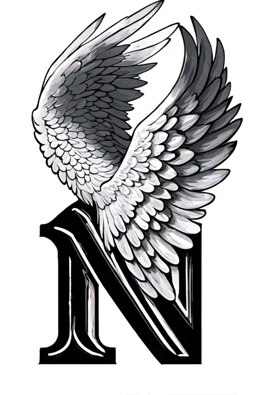 Angel Wing With The Letter N