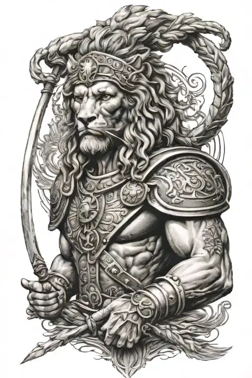 Spartian Warrior With A Head Of A Lion