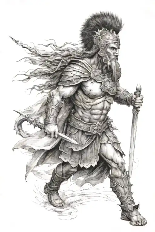 Spartian Warrior Mixed With Head Of A Lion