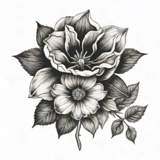 Full Of Black And White Flower Realistic Geometric