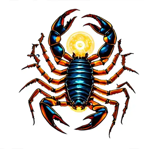 Scorpion Tattoo With Astral Sign Intertwined