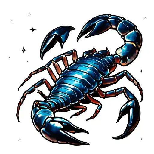 Cool Scorpion Tattoo With Astral Sign Intertwined