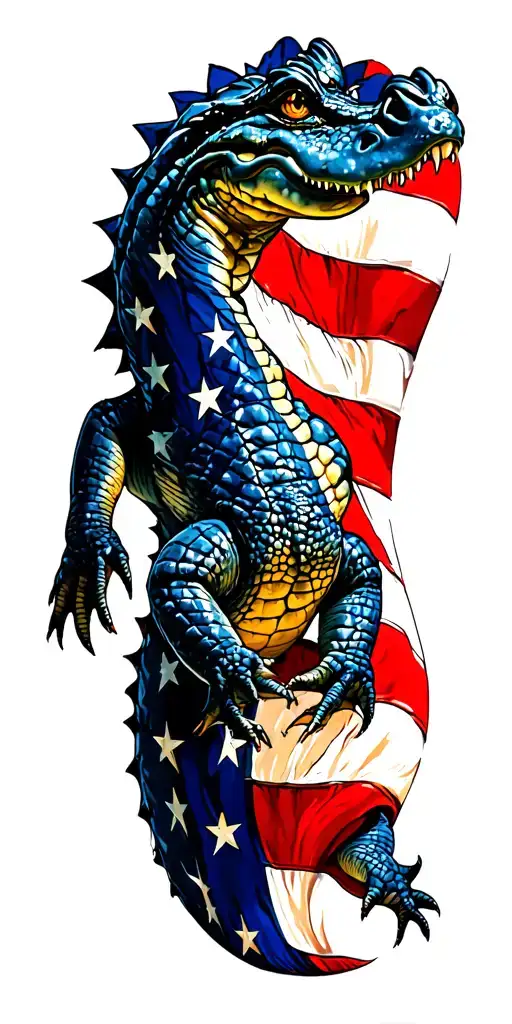 Aligator Skin Shading Into American Flag Downward Spiral