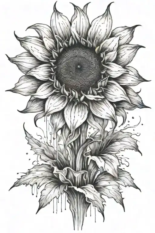 A Sunflower Blooming From A Fountain