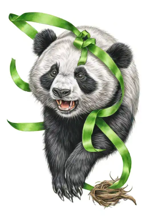 Fierce Panda With Green Ribbon