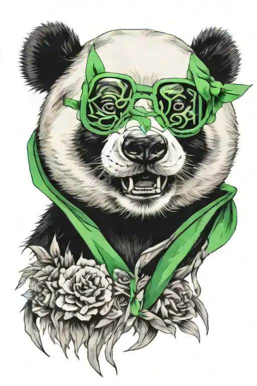 Scary Panda With Green Headband