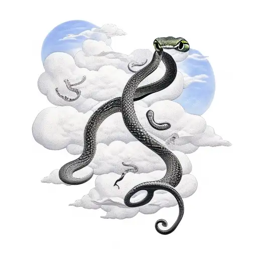 A Snake Flying In The Clouds