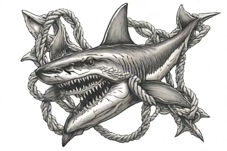 Shark Tooth Attatched To Rope Intertwined