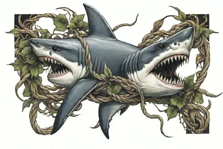 Shark Teeth Attatched To Rope Intertwined Vines