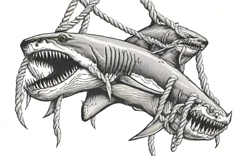 Shark Teeth Hanging Off Rope