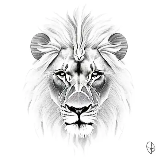 Lion With 2 Small Lions And A Safari Scene