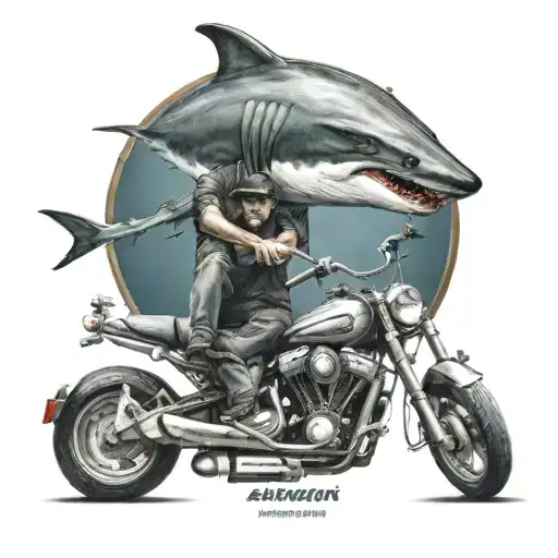 Music Teacher And Sea Megalodon Shark Motorcycle Driver