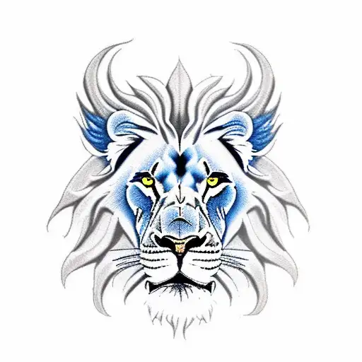 Lion Roaring Side View Blue Flame Background