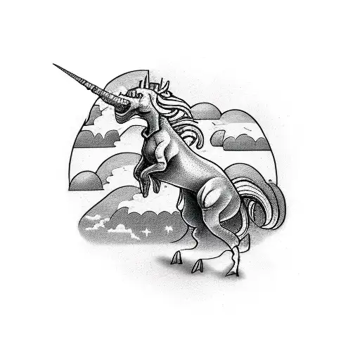 Unicorn Riding A Dinosaur