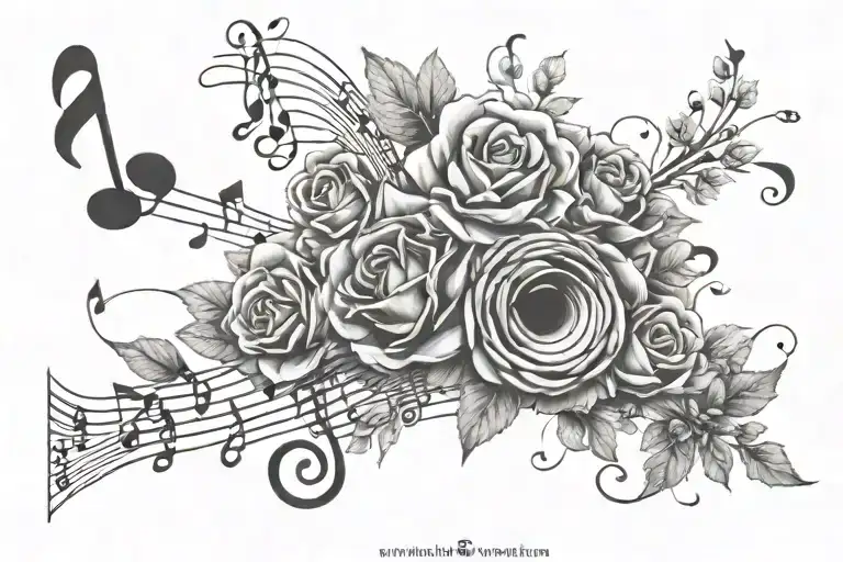 Music Line With Flowers On The It