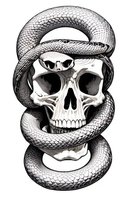 Skeleton Ouroboros Snake Wrapped